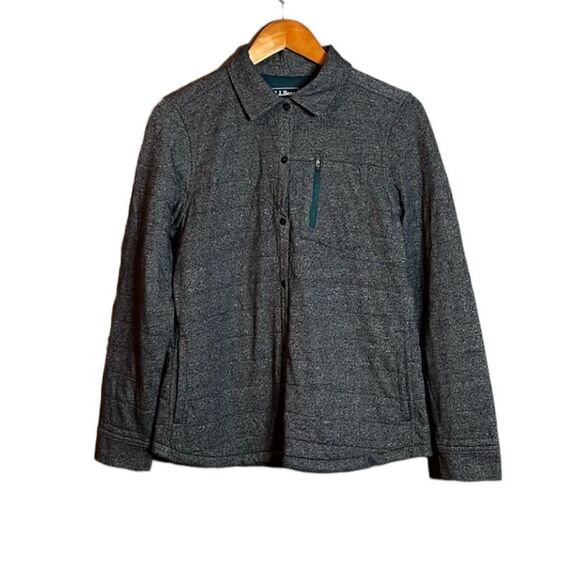 L.L.Bean grey snap button shirt coat. Size small - Picture 1 of 9